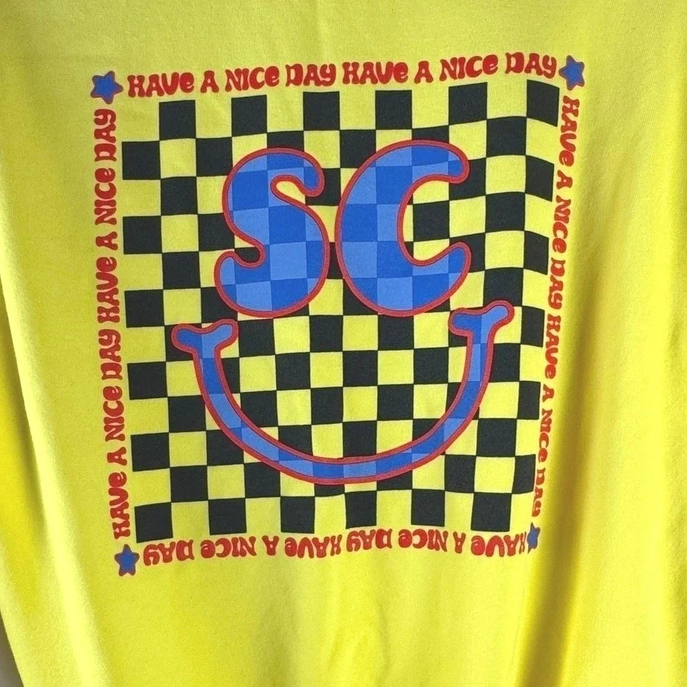 SoulCycle Graphic Sweatshirt Medium Yellow 100% Cotton Made in USA Y2K Skater 90